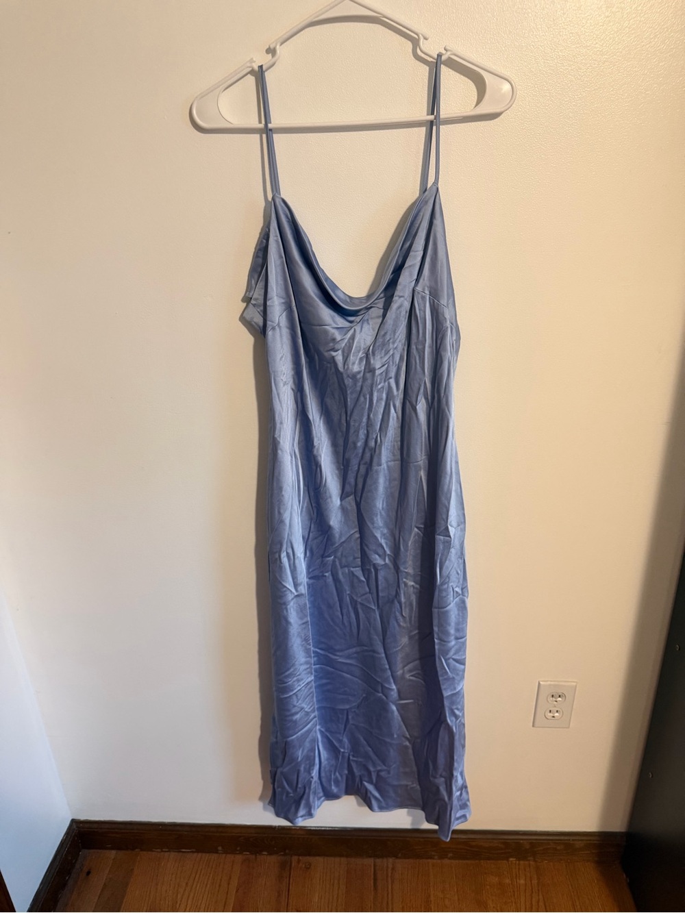 Express Light Blue Cowl Neck Midi Slip Dress